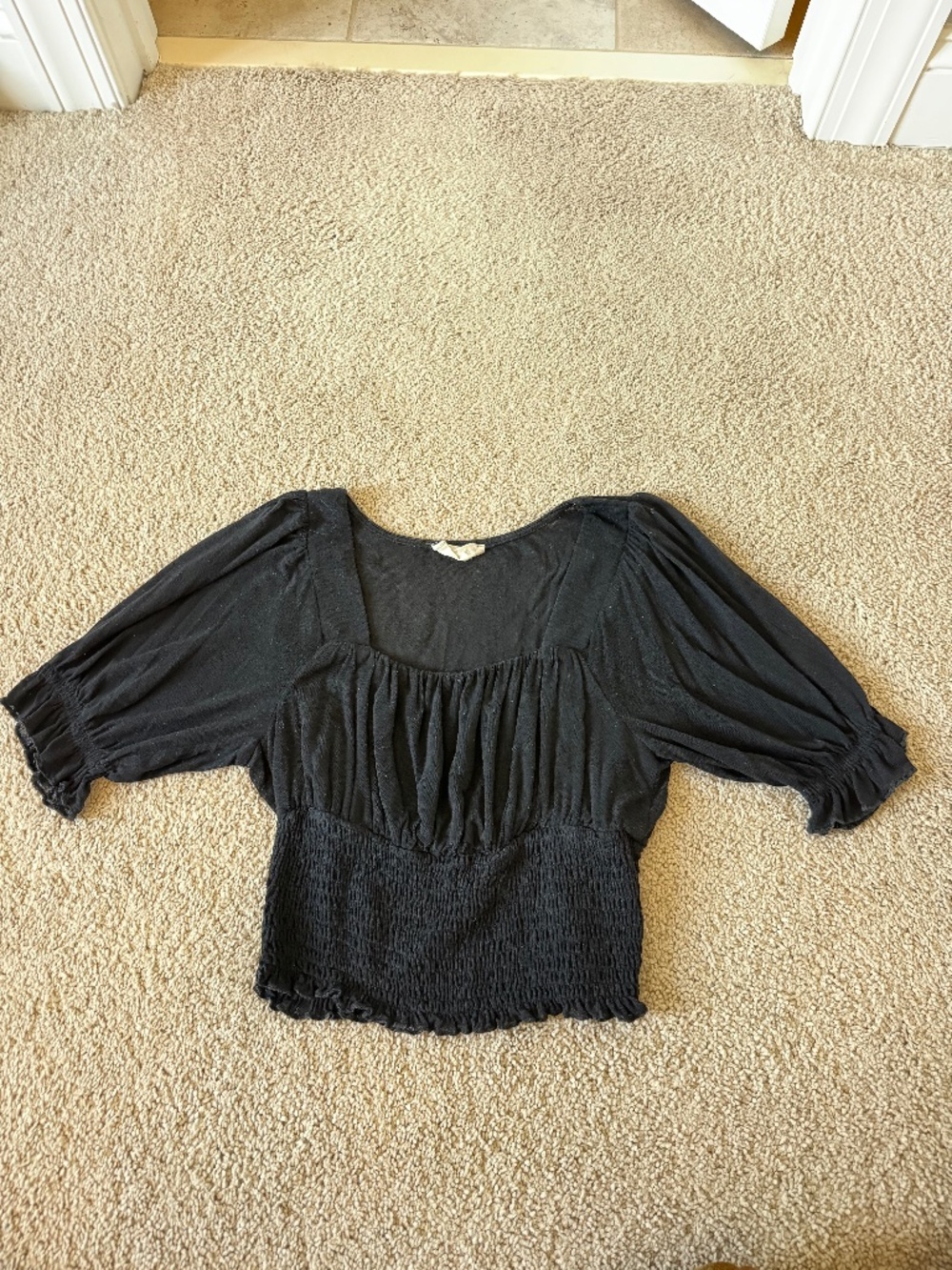 Altar'd State Black Top with Puff Sleeves